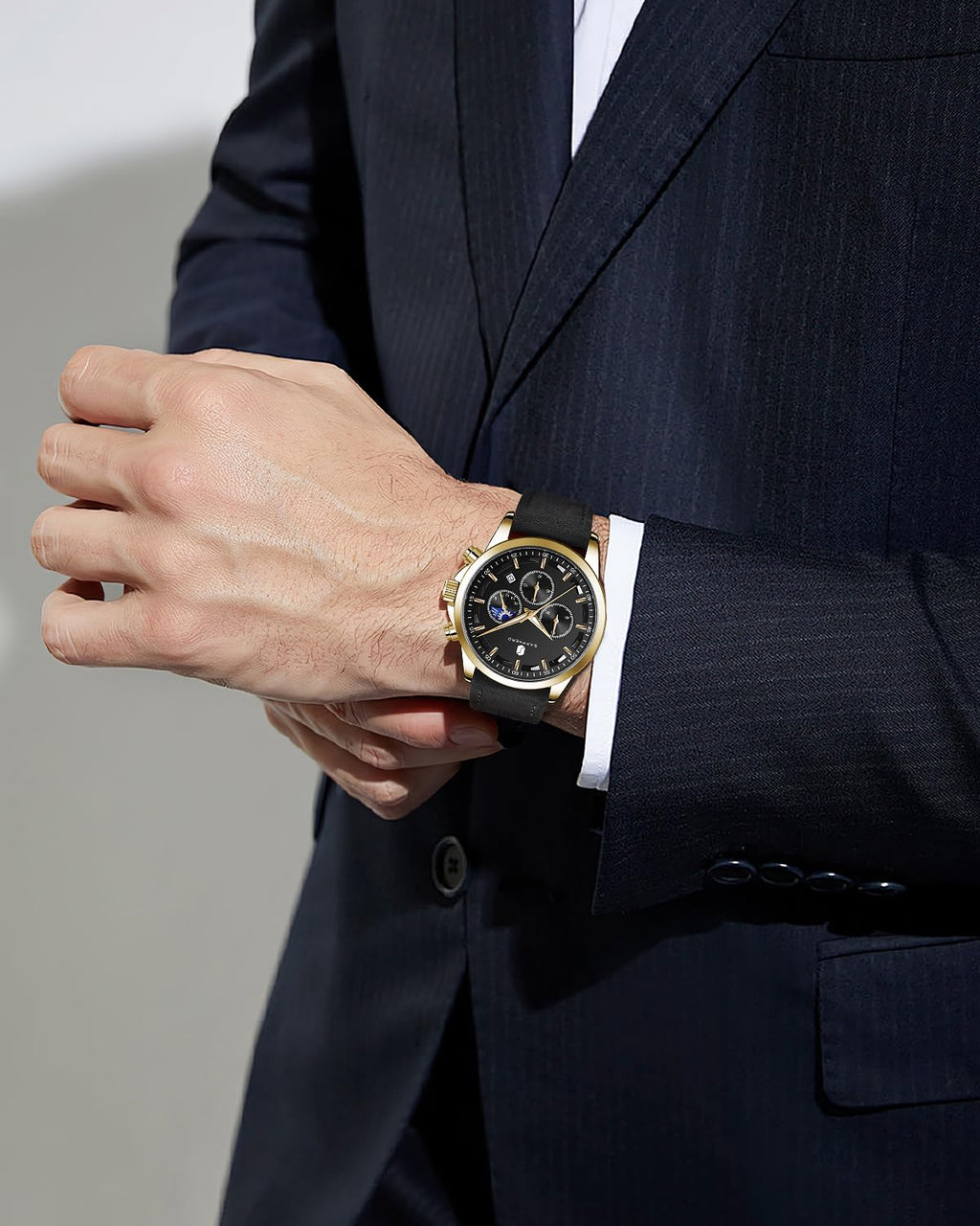 BY BENYAR Mens Watches Analog Quartz Chronograph Waterproof Wrist Watches for Men Fashion Business Work Casual Sport Designer Dress Watch with Calendar Elegant Gifts for Men