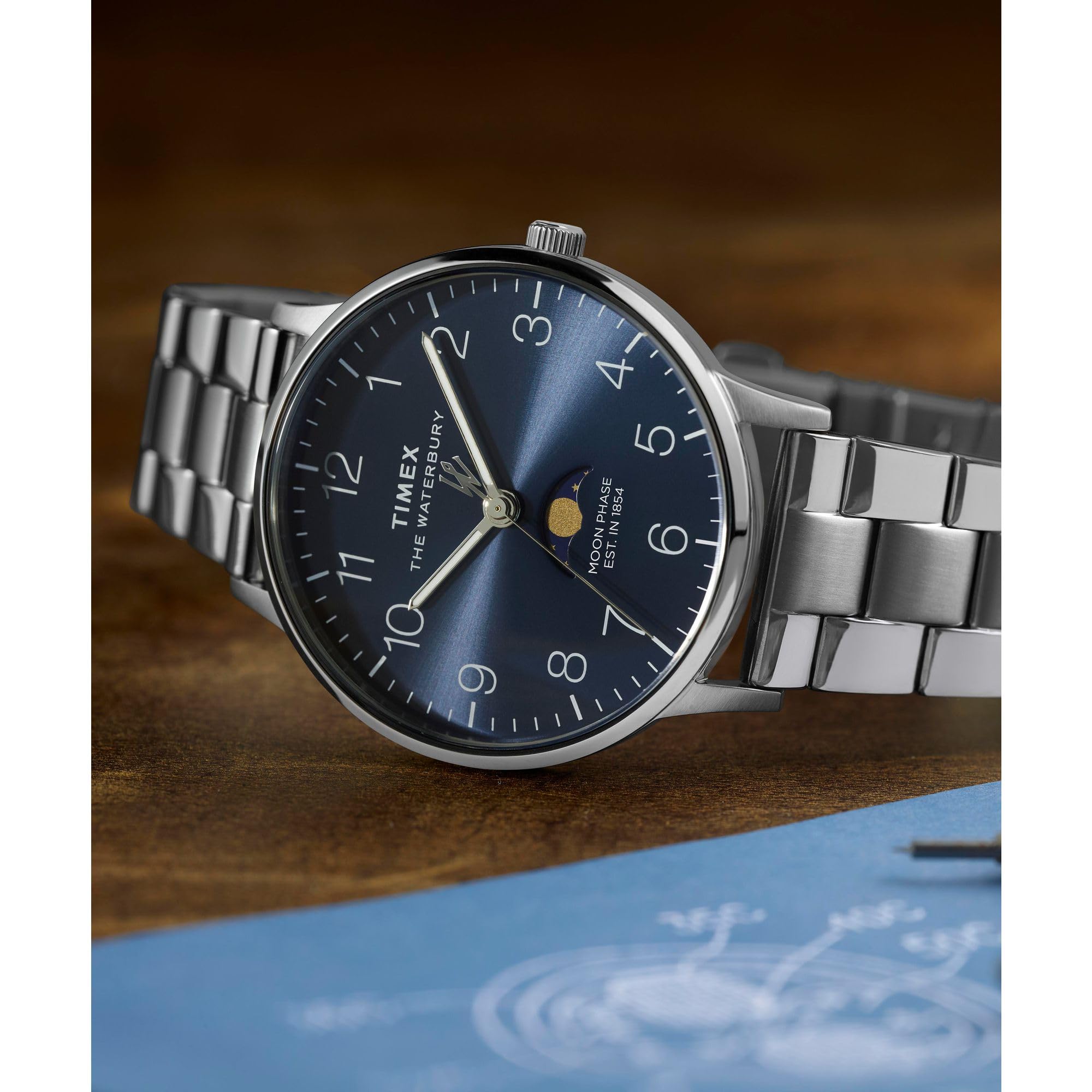 Timex Men's Waterbury Classic Chrono 40mm Stainless Steel Quartz Dress Watch with Leather Strap