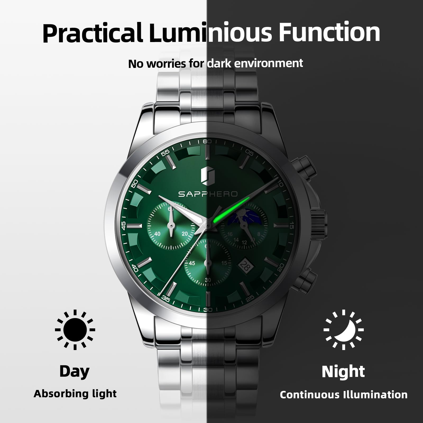 BY BENYAR Mens Watches Analog Quartz Chronograph Waterproof Wrist Watches for Men Fashion Business Work Casual Sport Designer Dress Watch with Calendar Elegant Gifts for Men