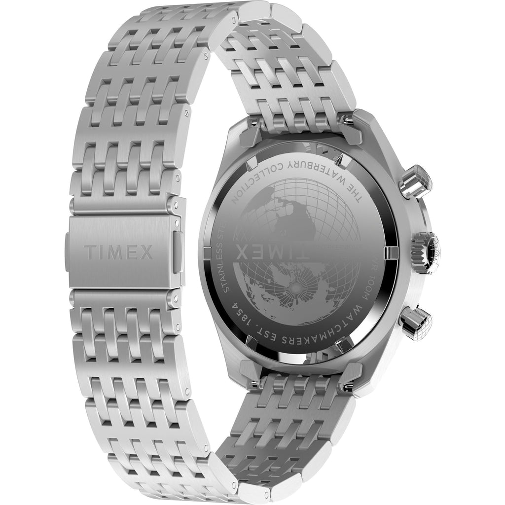 Timex Men's Waterbury Classic Chrono 40mm Stainless Steel Quartz Dress Watch with Leather Strap