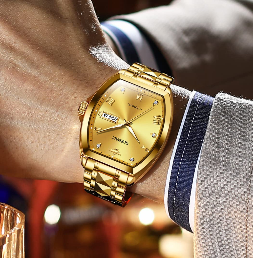 OUPINKE Mens Automatic Watch Diamond Skeleton Mechanical Self Winding Luxury Dress Wrist Watch Sapphire Crystal Tungsten