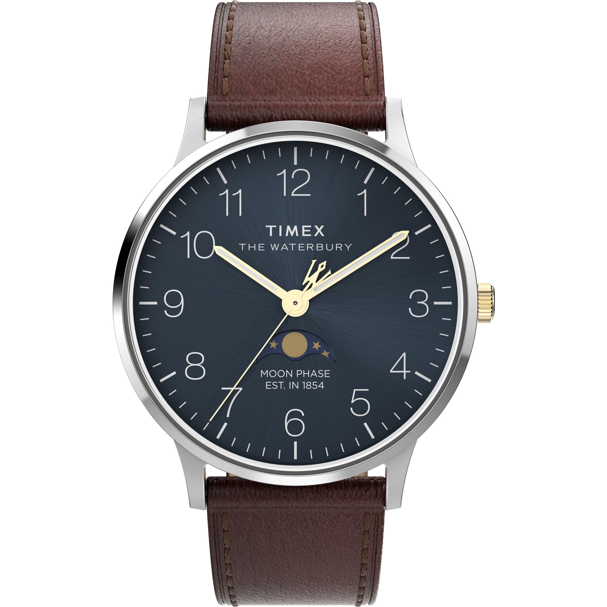 Timex Men's Waterbury Classic Chrono 40mm Stainless Steel Quartz Dress Watch with Leather Strap
