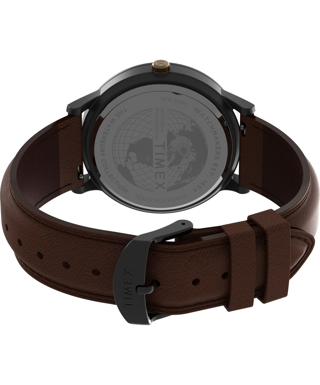 Timex Men's Waterbury Classic Chrono 40mm Stainless Steel Quartz Dress Watch with Leather Strap