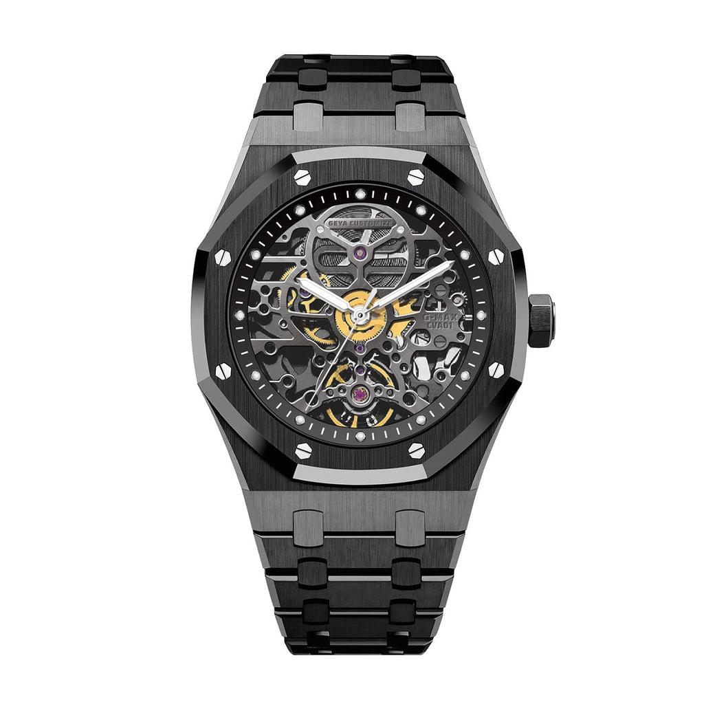 Redhai Automatic Mechanical Watch Skeleton Stainless 50M Waterproof Anti Shock Casual Diver Men Wrist Watch Sterling Watches Chronograph Analog Business Casual Fashion Adjustable Silicone Band