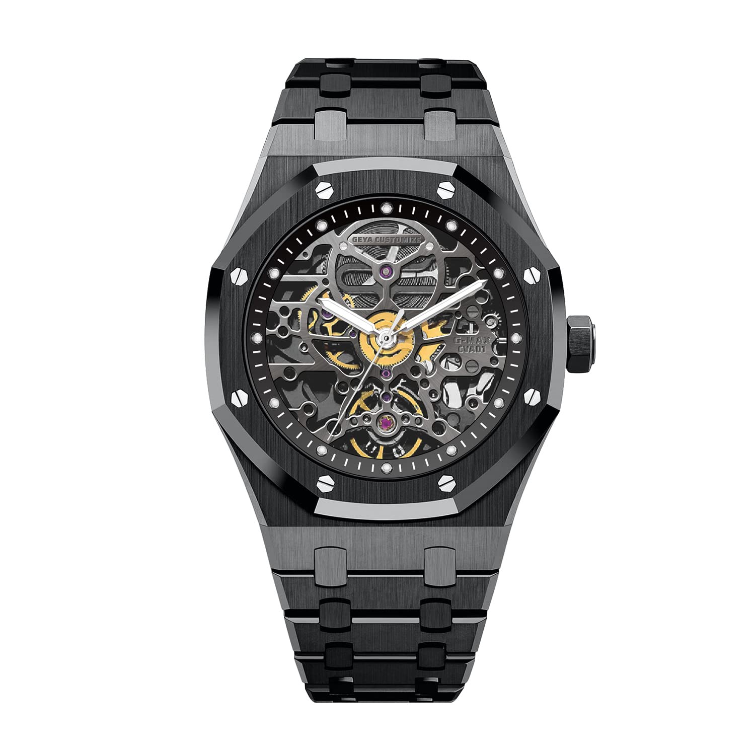 Redhai Automatic Mechanical Watch Skeleton Stainless 50M Waterproof Anti Shock Casual Diver Men Wrist Watch Sterling Watches Chronograph Analog Business Casual Fashion Adjustable Silicone Band