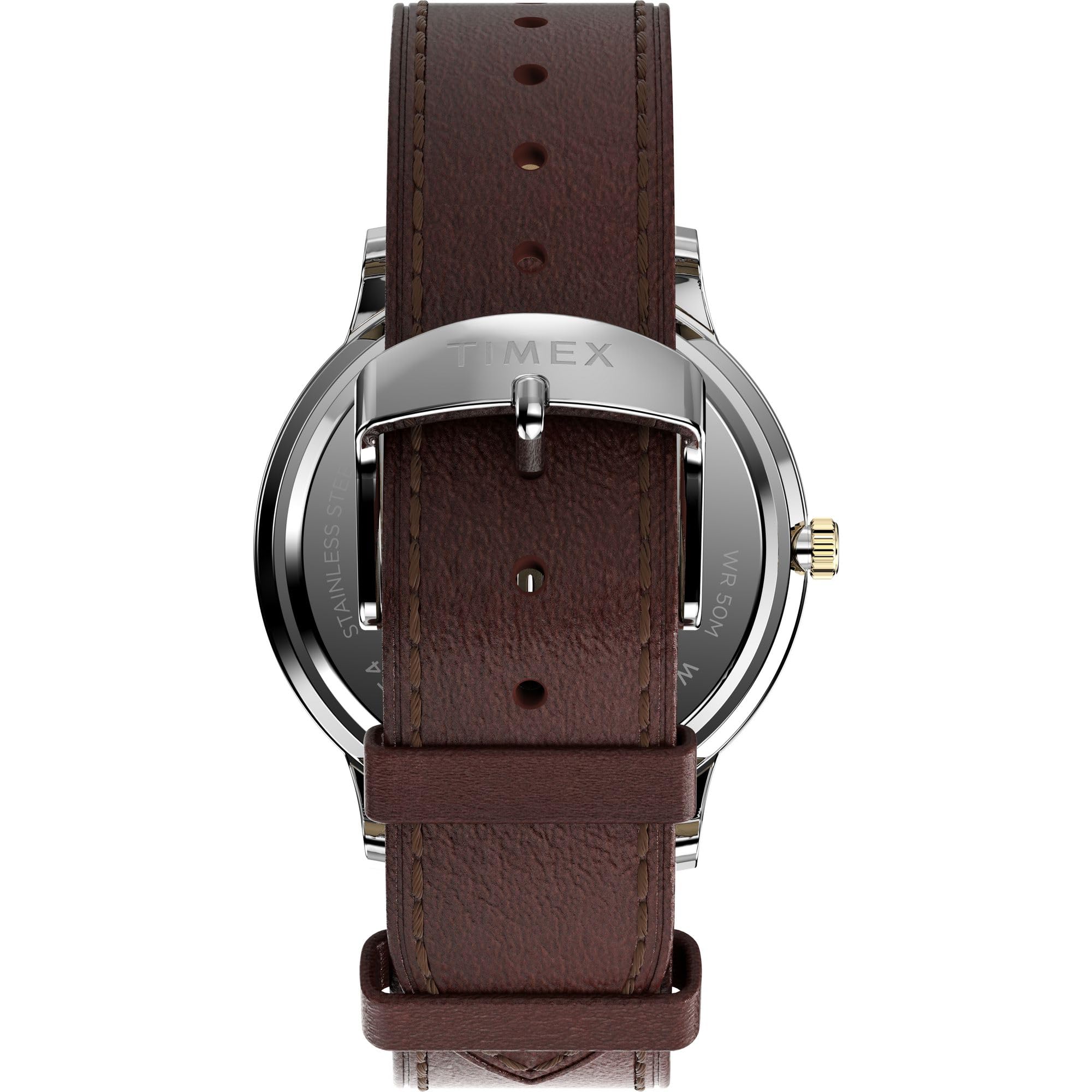 Timex Men's Waterbury Classic Chrono 40mm Stainless Steel Quartz Dress Watch with Leather Strap