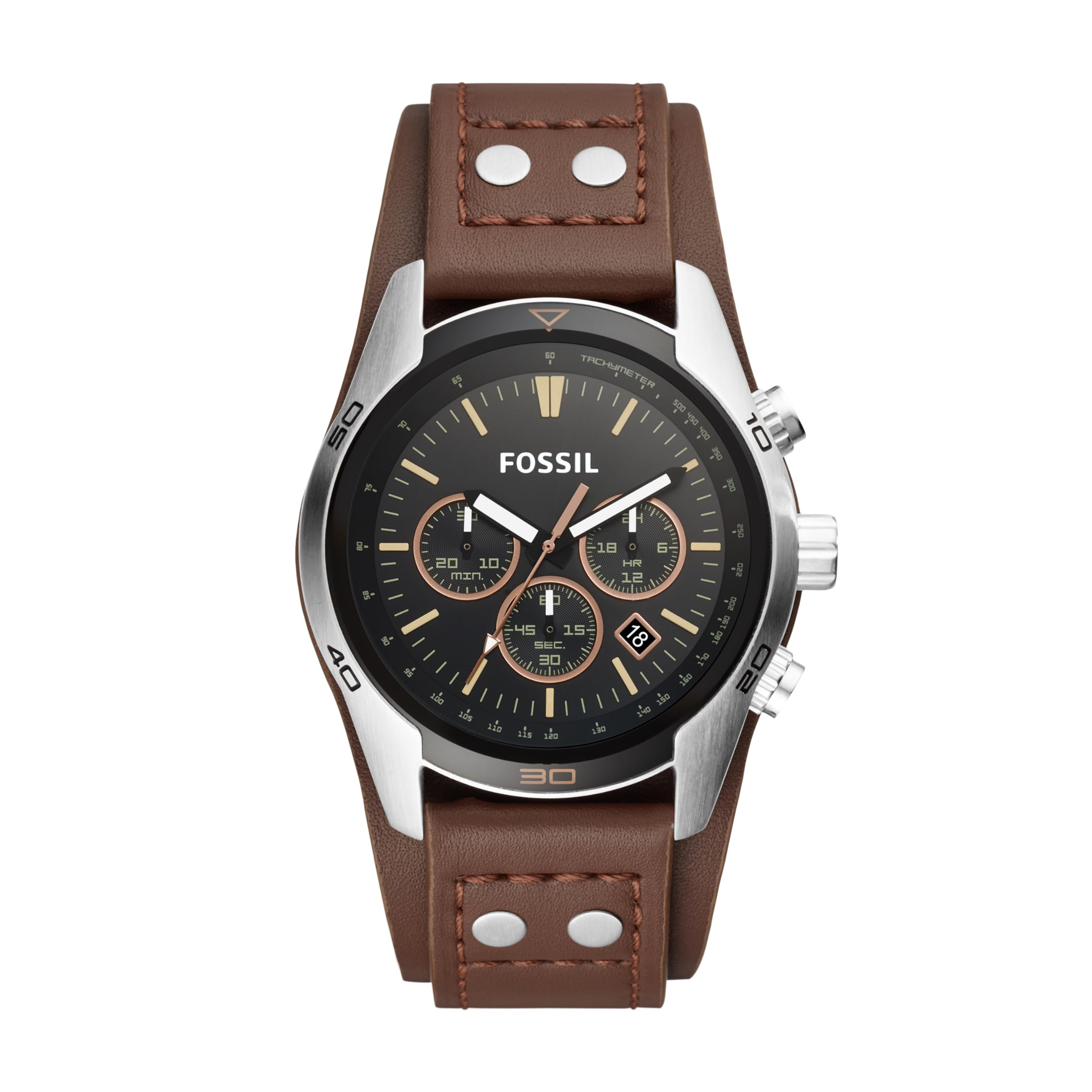 Fossil Men's Coachman Quartz Stainless Steel and Leather Chronograph Watch