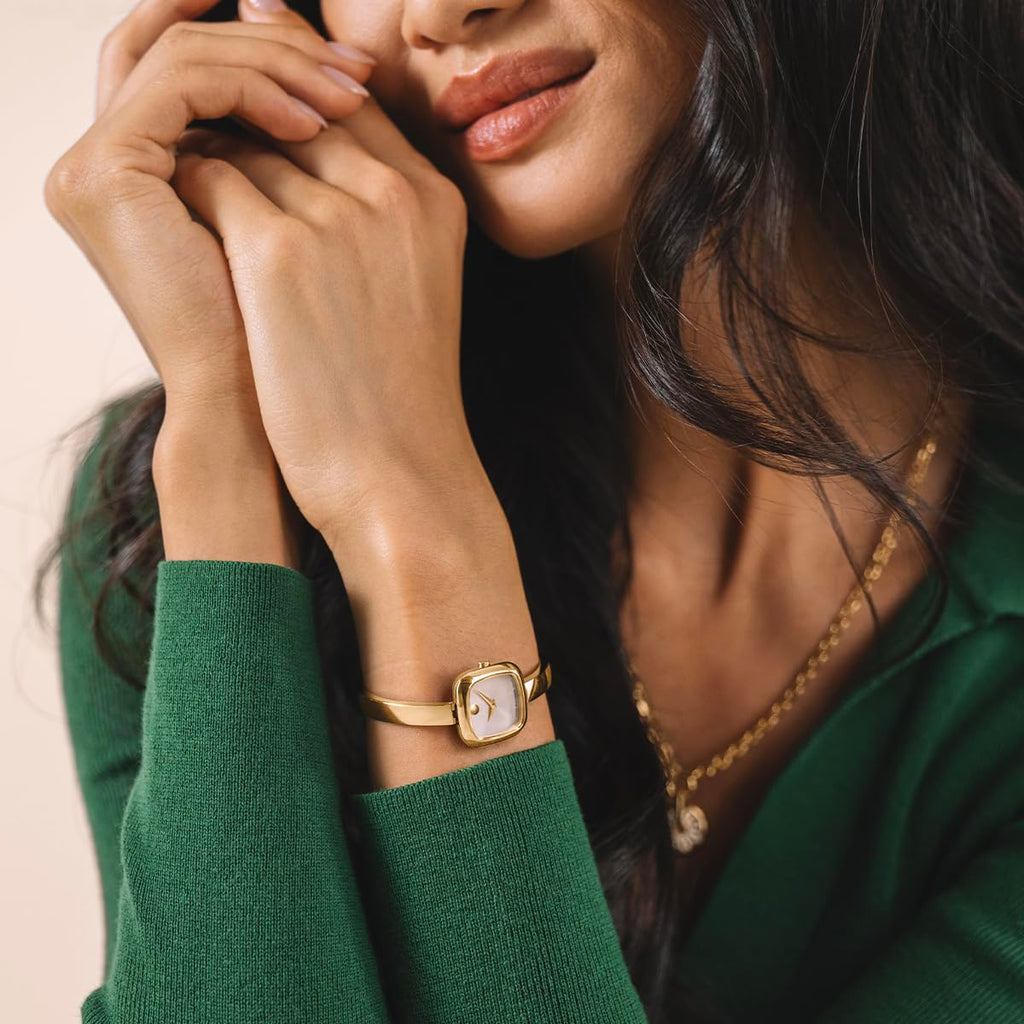 Movado Women’s Museum Bangle Watch – Swiss Quartz – 21 mm Cushion, Round or Oval Case – Classic Stainless Steel Bracelet – Gift for Her