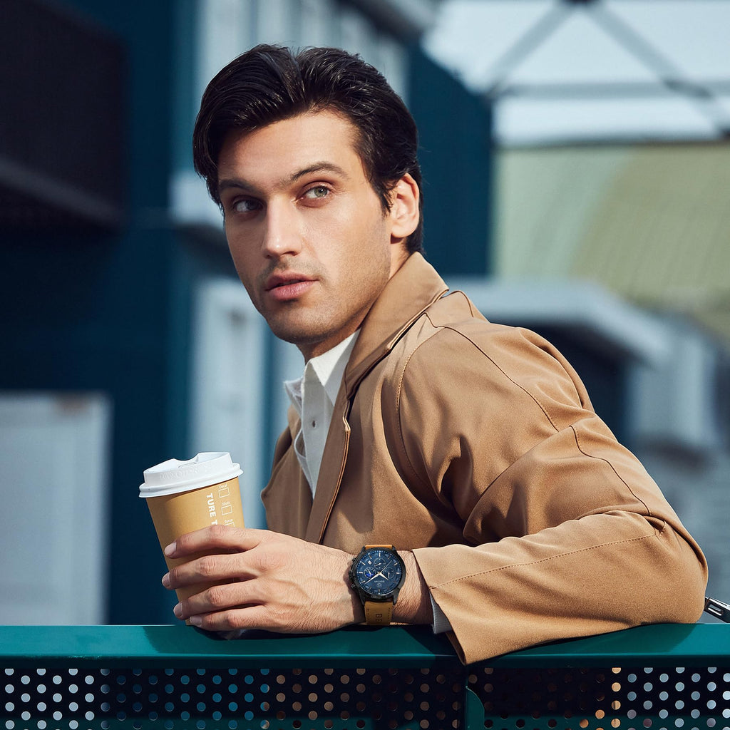 BY BENYAR Mens Watches Analog Quartz Chronograph Waterproof Wrist Watches for Men Fashion Business Work Casual Sport Designer Dress Watch with Calendar Elegant Gifts for Men