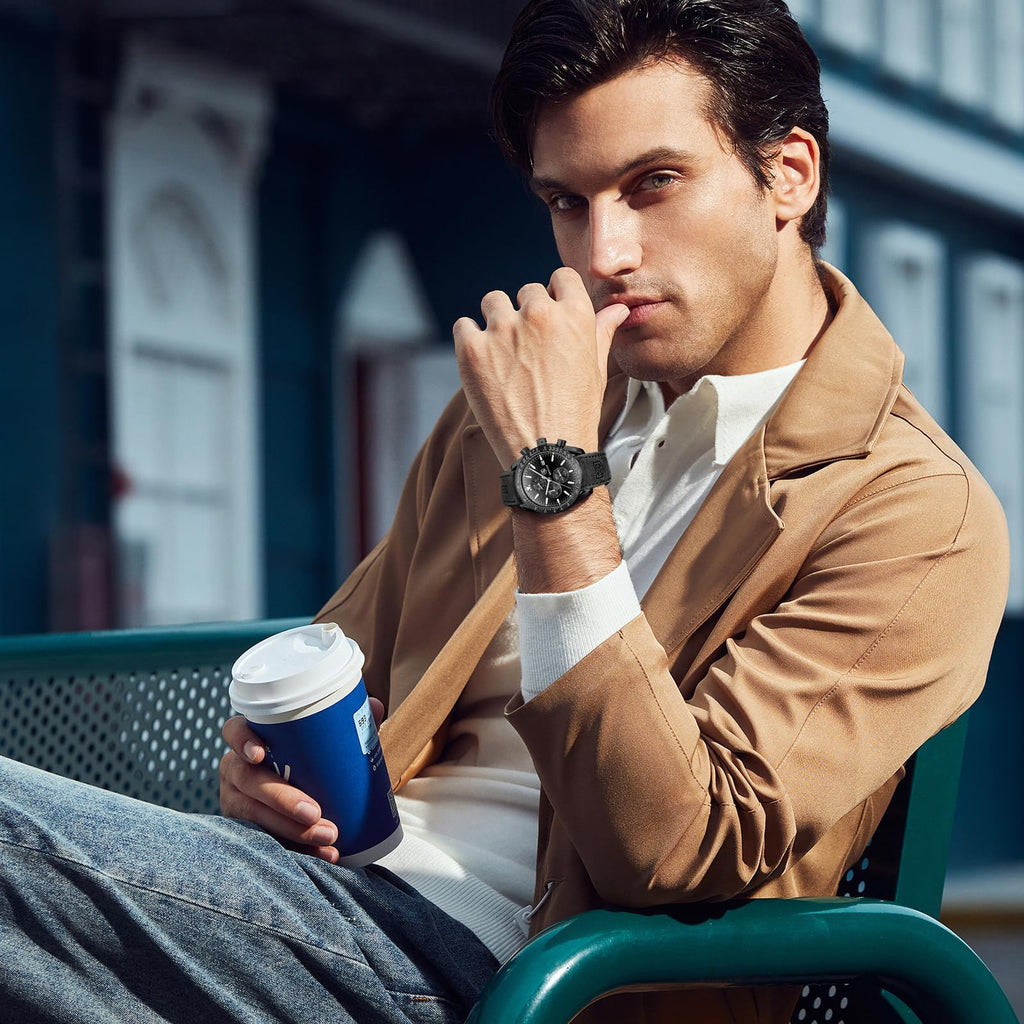 BENYAR Mens Watches Quartz Movement Chronograph Leather Strap Fashion Business Sport Design 30M Waterproof Scratch Resistant Elegant Gifts for Men