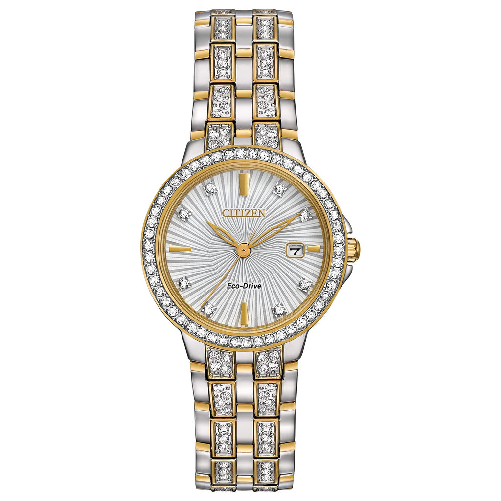 Citizen Ladies' Silhouette Crystal Eco-Drive Watch, 3-Hand Date, Stainless Steel