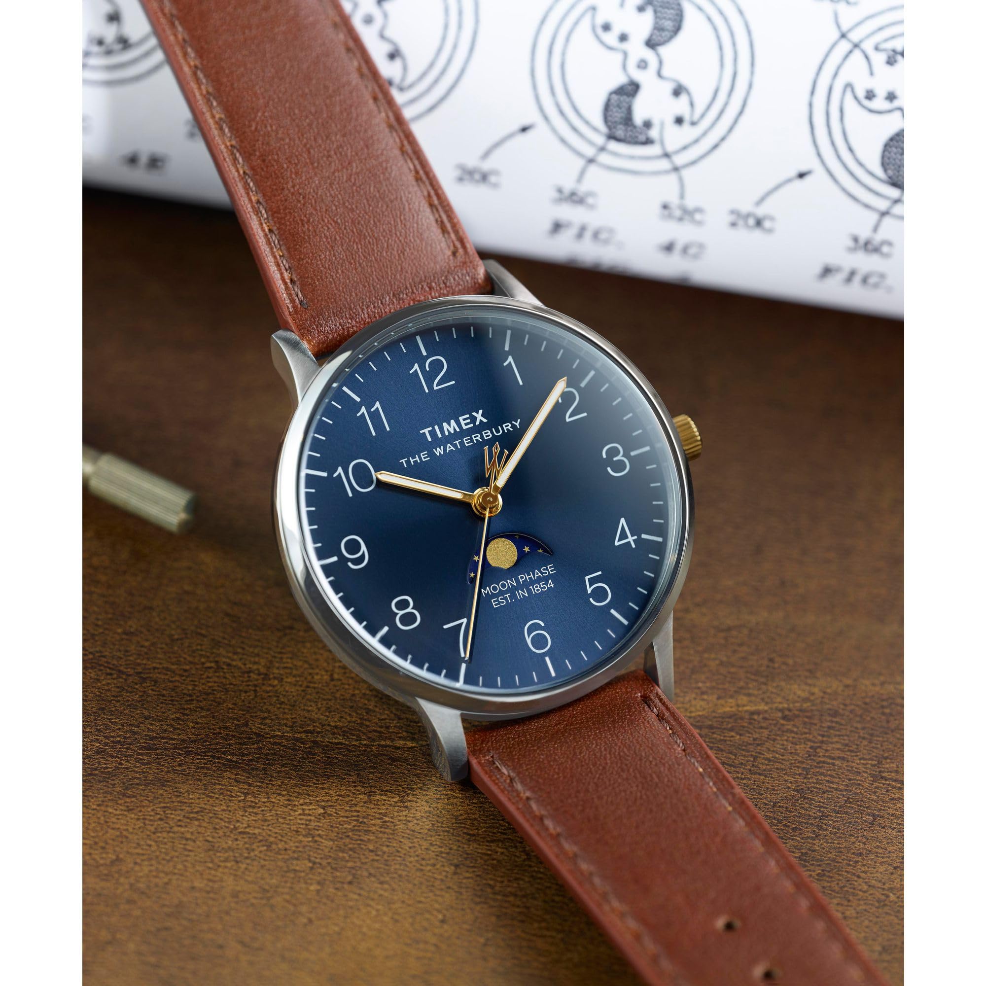 Timex Men's Waterbury Classic Chrono 40mm Stainless Steel Quartz Dress Watch with Leather Strap