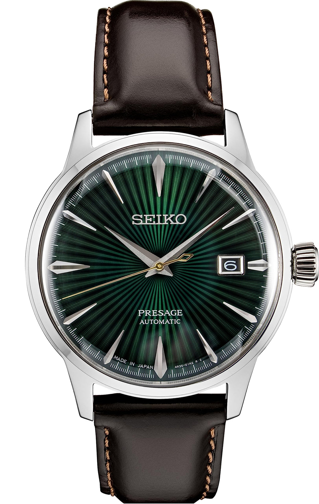 SEIKO Automatic Watch for Men - Presage Cocktail Time - Patterned with Golden Numerals and Date Calendar, 50m Water-Resistant