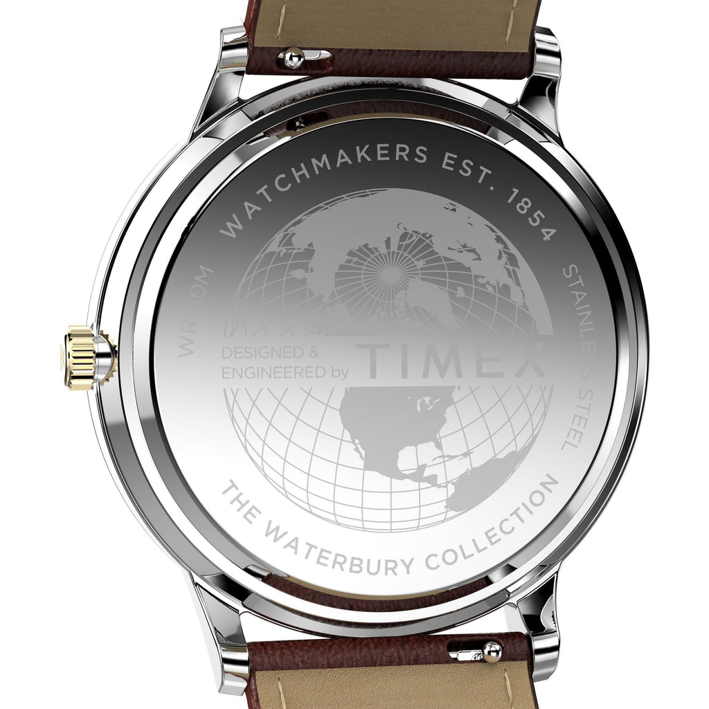 Timex Men's Waterbury Classic Chrono 40mm Stainless Steel Quartz Dress Watch with Leather Strap