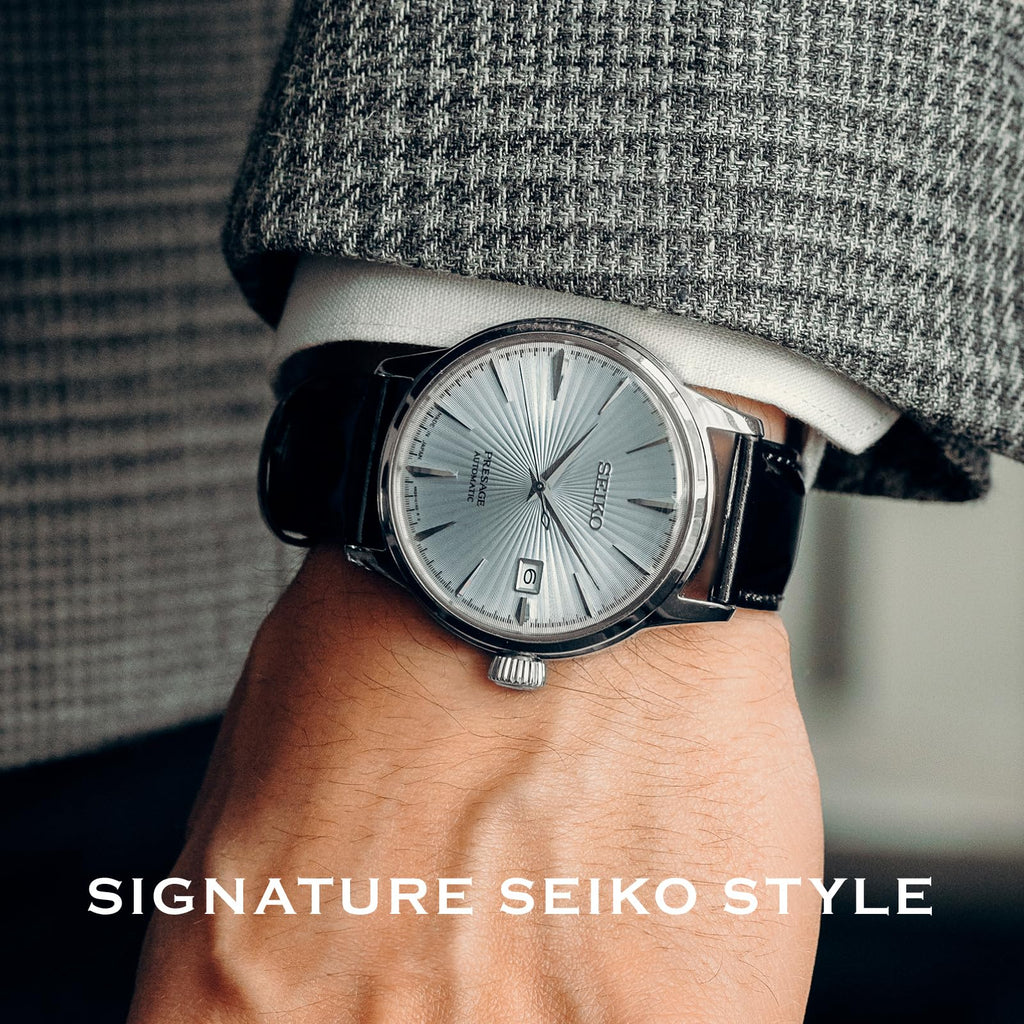 SEIKO Automatic Watch for Men - Presage Cocktail Time - Patterned with Golden Numerals and Date Calendar, 50m Water-Resistant