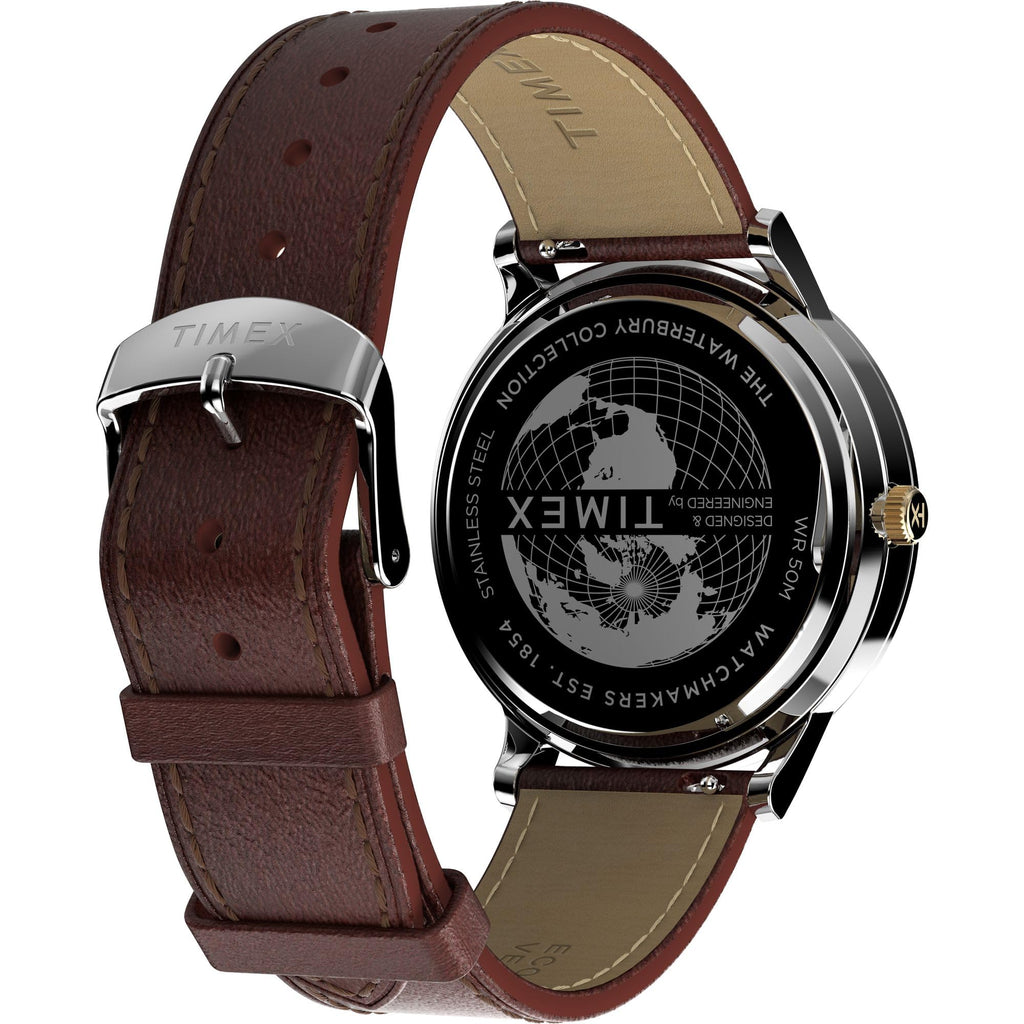 Timex Men's Waterbury Classic Chrono 40mm Stainless Steel Quartz Dress Watch with Leather Strap