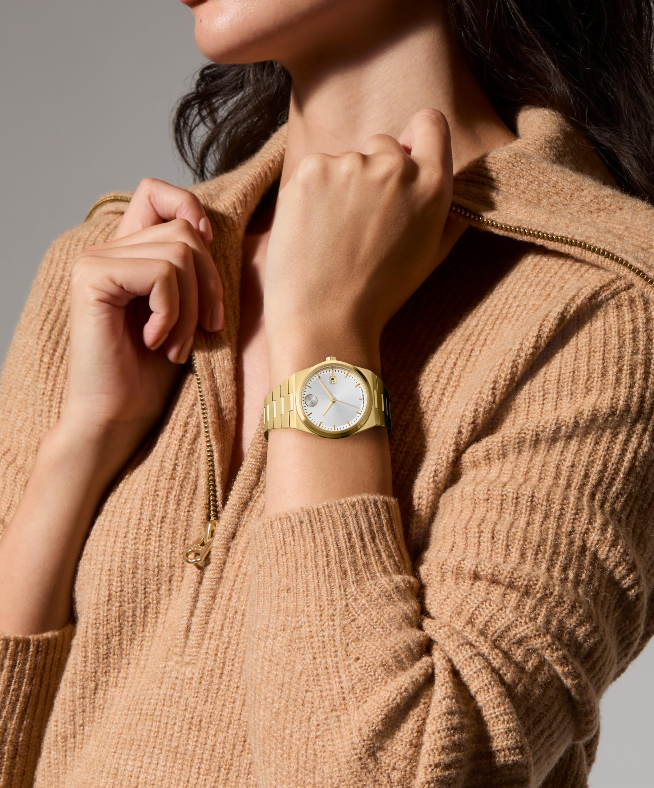 Movado Women's Bold Quest 35mm Watch, Seafoam Blue Sunray Dial, Swiss Quartz Movement, Stainless Steel Case and Bracelet, Date Window, Signature Dot, Modern Luxury Design